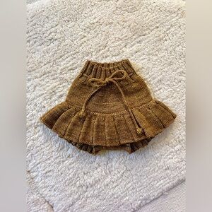 Misha & Puff Bronze Brown Spun Gold Rose Wool Skating Pond Skirt Skort 12-18m